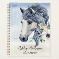 Grijze blauwe paard met bloemen gepersonaliseerde 