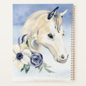 Grijze blauwe paard met bloemen gepersonaliseerde  planner (Achterkant)