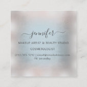 Grijze blauwe Roos Stripes Professional Makeup Vierkante Visitekaartje (Achterkant)