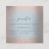 Grijze blauwe Roos Stripes Professional Vierkante Visitekaartje (Achterkant)