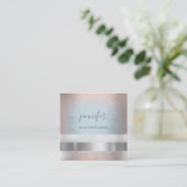 Grijze blauwe Roos Stripes Professional Vierkante Visitekaartje (Staand voorkant)