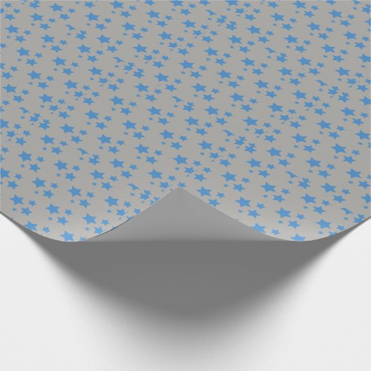 Grijze blauwe sterren Modern design Wrapping Paper Cadeaupapier (Hoek)