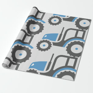 Grijze blauwe tractor cadeaupapier