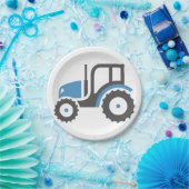 Grijze blauwe tractor papieren bordje (Feest)
