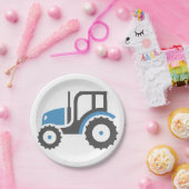 Grijze blauwe tractor papieren bordje (Feest)