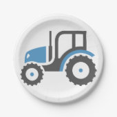 Grijze blauwe tractor papieren bordje (Voorkant)