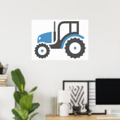 Grijze blauwe tractor poster (Thuiskantoor)