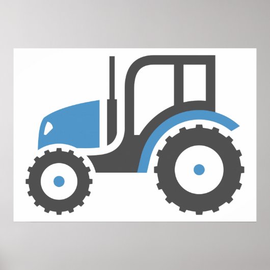 Grijze blauwe tractor poster (Voorkant)