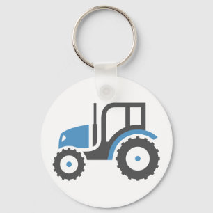 Grijze blauwe tractor sleutelhanger
