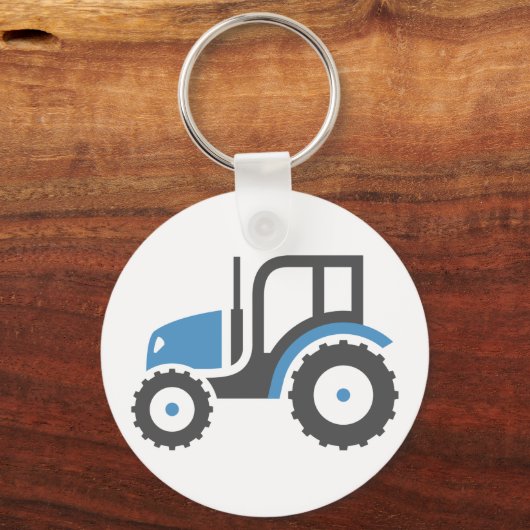 Grijze blauwe tractor sleutelhanger (Voorkant)