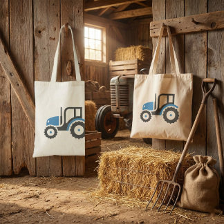 Grijze blauwe tractor tote bag