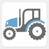 Grijze blauwe tractor vierkante sticker (Voorkant)