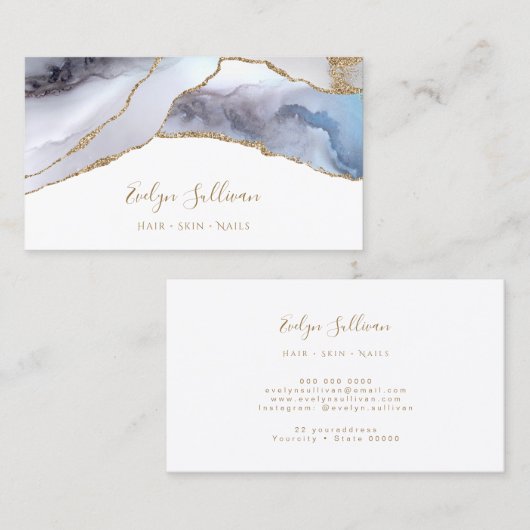 grijze blauwe visitekaartje (Voorkant / Achterkant)