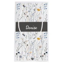 Grijze Blauwe Wilde Bloem Waterverf Monogram