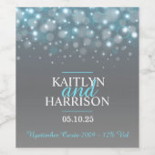 Grijze blauwe zeepbellen op aangepaste trouwwijn e wijn etiket (Enkel label)