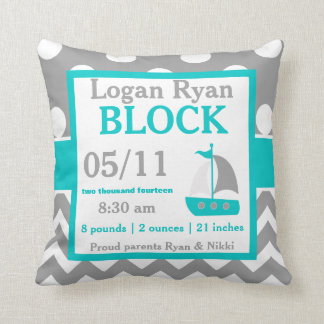 Grijze Blauwgroen Baby Zeilboot Kussen