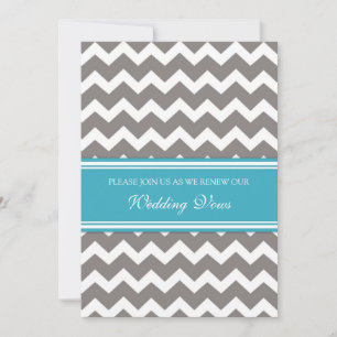 Grijze Blauwgroen Chevron Wedding Vow Renewal Uitn Kaart