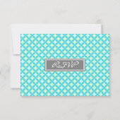 Grijze Blauwgroen Mint Pattern RSVP Weddenkaart (Achterkant)