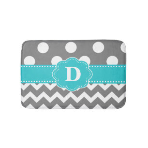 Grijze Blauwgroen Stippen Chevron Monogram Bathmat Badmat