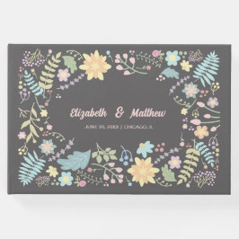 Grijze bleekroze Aqua Modern Floral Wedding Gastenboek