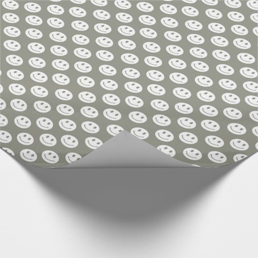 Grijze blije gezichten cadeaupapier (Hoek)