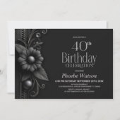 Grijze Bloem 40e Verjaardagsfeest Kaart (Voorkant)