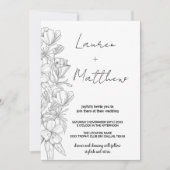 Grijze Bloem Kunst Bruiloft Uitnodigingen (Voorkant)