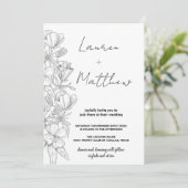 Grijze Bloem Kunst Bruiloft Uitnodigingen (Staand voorkant)