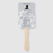 Grijze bloem order of service handwaaier (Achterkant)