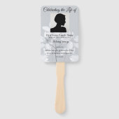 Grijze bloem order of service handwaaier (Voorkant)