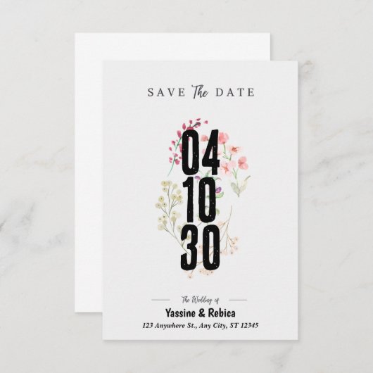 Grijze bloem Sla de datum A4 document op Save The Date (Voorkant / Achterkant)