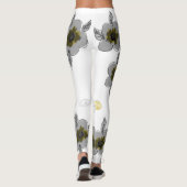 Grijze bloemen afdrukken leggings (Achterkant)