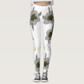 Grijze bloemen afdrukken leggings (Voorkant)