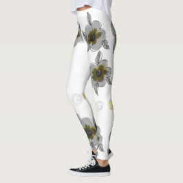 Grijze bloemen afdrukken leggings