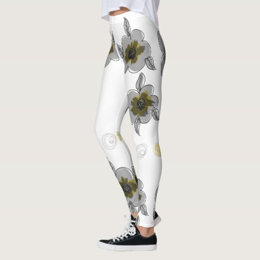 Grijze bloemen afdrukken leggings (Links)