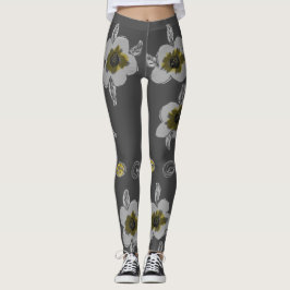 Grijze bloemen afdrukken leggings