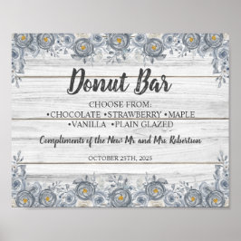Grijze bloemen | Donutbar Bruiloftsfeest Bruidsboe Poster