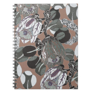 Grijze bloemen en bruin patroon notitieboek