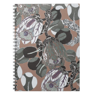 Grijze bloemen en bruin patroon notitieboek