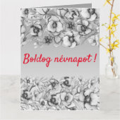 Grijze bloemen - Hongaarse naamdag Kaart (Gele Bloem)