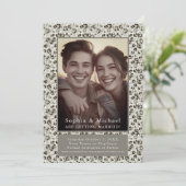 Grijze Bloemen Huwelijk Save the Date Neutral (Staand voorkant)