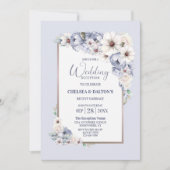 Grijze Bloemen Huwelijksreceptie Kaart (Voorkant)