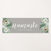 Grijze Bloemen Namaste Monogram Yoga Mat (Voorkant (horizontaal))