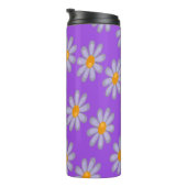 Grijze bloemen op paarse thermosbeker (Geroteerd rechts)