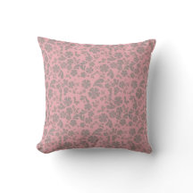 Grijze bloemen op roze MOJO Pillow