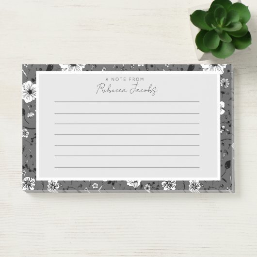 Grijze bloemen post-it® notes (Kantoor)