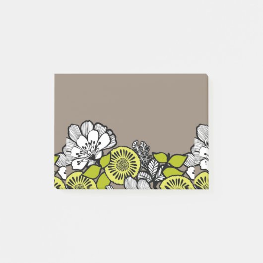 Grijze bloemen PostIt Opmerkingen Post-it® Notes (Voorkant)