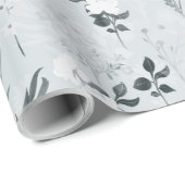 Grijze Bloemen Schilderen Botanisch Cadeaupapier (Rol Hoek)