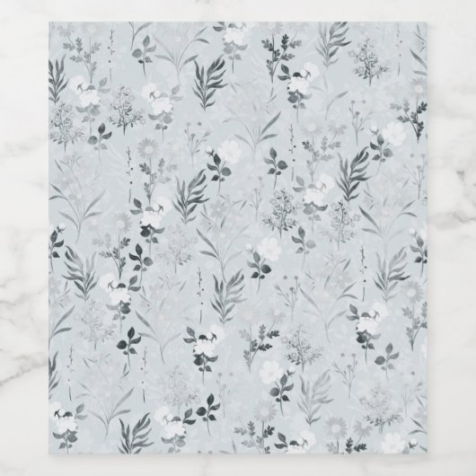 Grijze Bloemen Schilderen Botanisch Wijn Etiket (Enkel label)