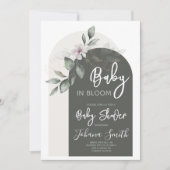 Grijze Bloemenboog Baby in Bloom Baby shower Kaart (Voorkant)